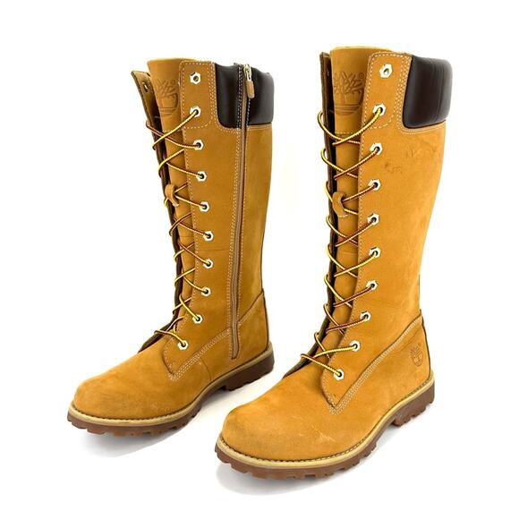 Timberland Asphalt Trail Girls Yellow Lace-Up Tall Boot Sz 5 Leather Waterproof - Picture 3 of 13